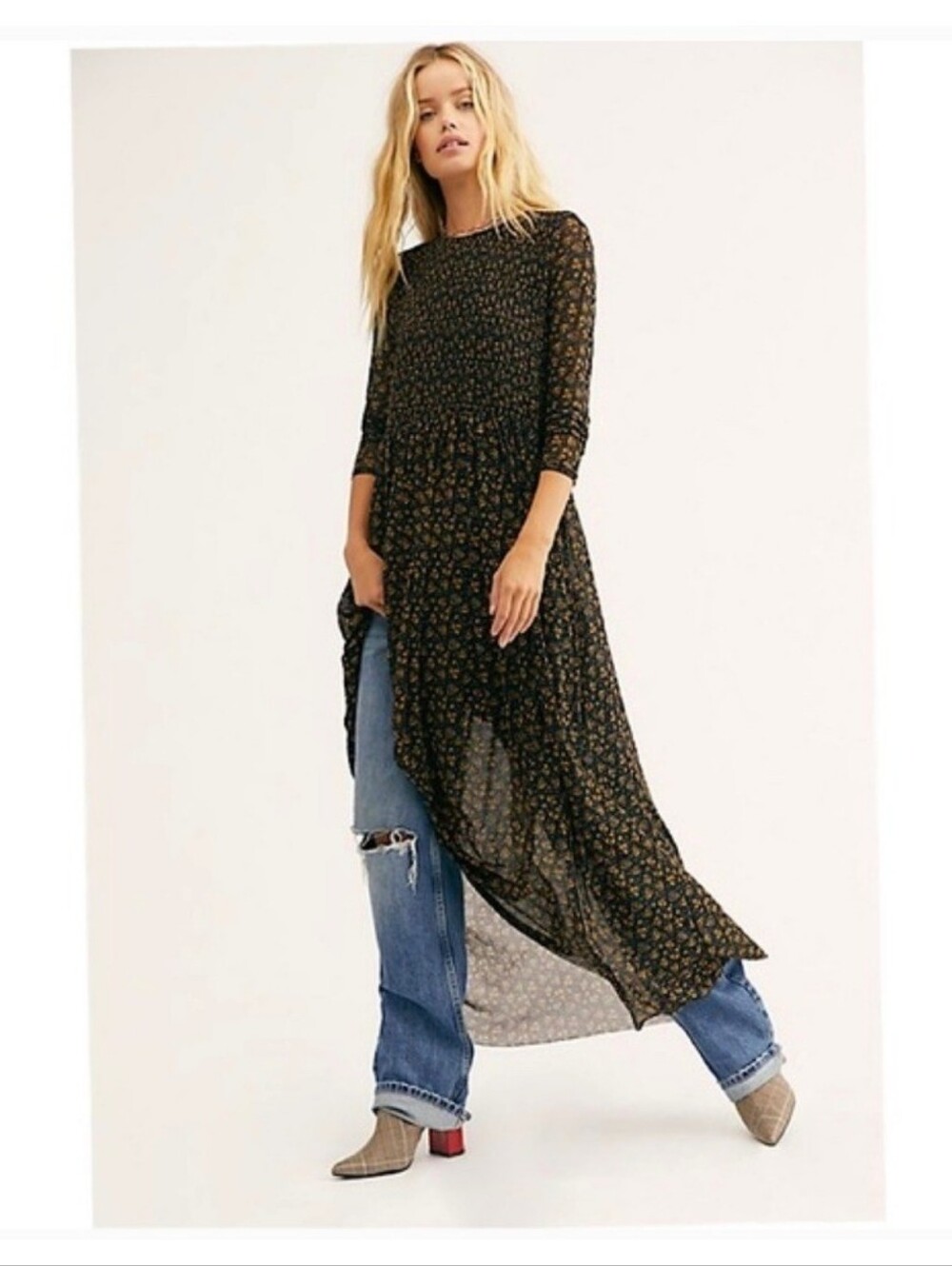Free People Hello And Goodbye Mesh Midi Dress